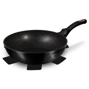 Tigaie wok din aluminiu cu invelis antiaderent de marmura, Ø28 cm, Black Rose