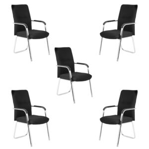 Set 5 scaune de vizitator MATIAS CF, textil, cadru cromat, negru