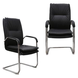 Set 2 scaune de vizitator Hudson CF, piele ecologica, negru