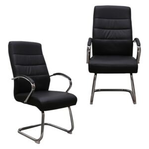 Set 2 scaune de vizitator Hugo CF, piele ecologica, negru