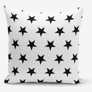Față de pernă cu amestec din bumbac Minimalist Cushion Covers Black Stars, 45 x 45 cm, negru - alb