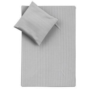 Lenjerie de pat Smood cu dungi - alb/gri - 135 x 200 cm + pernă 80 x 80 cm