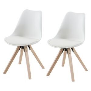 Set de 2 scaune Aledas I alb cu picioare din lemn de stejar