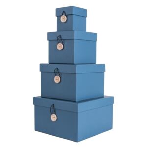 Set 4 cutii de depozitare PT LIVING Uniform, albastru