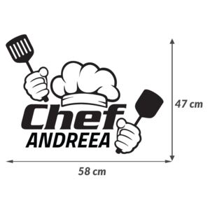 Sticker Personalizat Autocolant Decorativ Perete Chef, Negru, Oracal - M - 58x47 CM