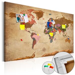 Tablou din plută - World Map: Brown Elegance 90x60 cm