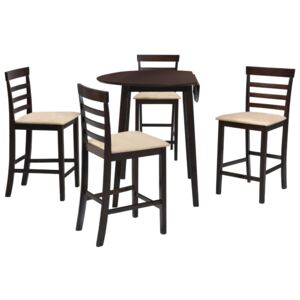 Set masă și scaune de bar, 5 piese, lemn masiv, maro închis