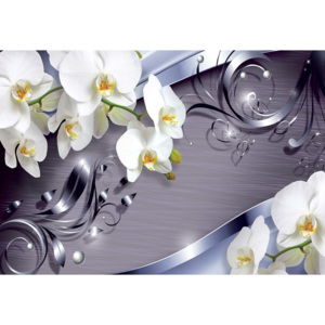 Luxury Ornamental Design Orchids Fototapet, (152.5 x 104 cm)