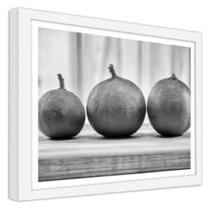 CARO Imagine în cadru - Black And White Lemons 70x50 cm Alb