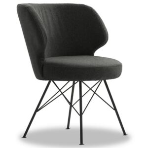 Set 2 scaune tapitate cu stofa, cu picioare metalice Erwan Charcoal, l62xA65xH85 cm