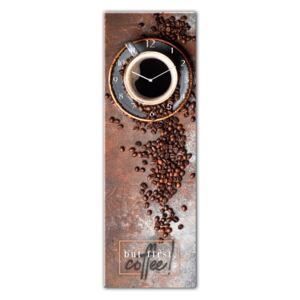 Ceas de perete din sticlă Styler First Coffee, 20 x 60 cm