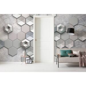 Komar Fototapet - Hexagon Concrete 400x250 cm