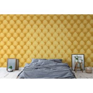 Fototapet - Luxury Yellow Chesterfield Texture Vliesová tapeta - 416x254 cm