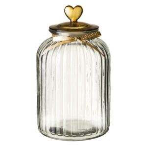 Recipient din sticlă cu capac Unimasa Heart, 5,4 l, auriu