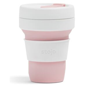 Cană termică pliabilă Stojo Pocket Cup Rose, 355 ml, alb-roz