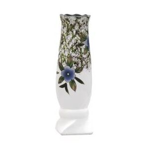 Vaza ceramica alba cu flori mov 32 cm