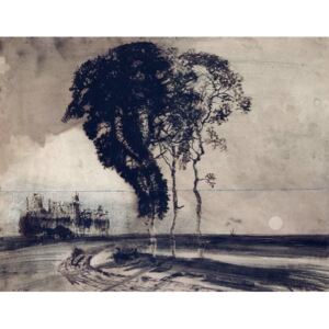 Victor Hugo - Landscape with Three Trees, 1850 Reproducere