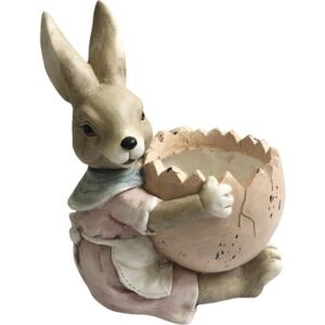 Figurina decorativa iepure fetita cu ou de Paste 29x22,5x37 cm