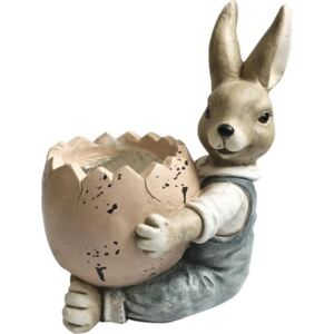Figurina decorativa iepure baiat cu ou de Paste 30,5x23x56 cm