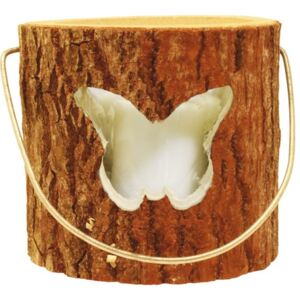 Candela din lemn, Ø 18 cm, H 15 cm, model fluture