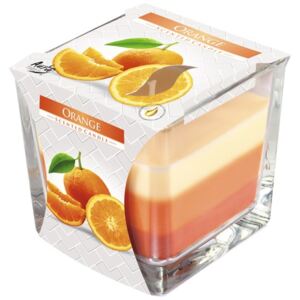 Lumanare parfumata Bispol pahar in trei culori SNK80-63, aroma portocala, durata de ardere 32 h
