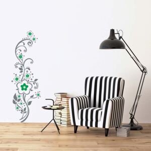 GLIX Floral decoration X. - autocolant de perete Gri și verde 30 x 100 cm