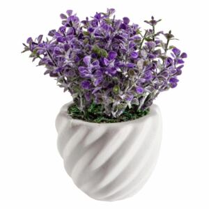 Aranjament flori artificiale ghiveci ceramica mov 8 cm x 8 cm x 14h