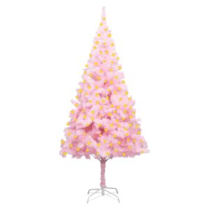 Brad de Crăciun artificial cu LED-uri/suport, roz, 180 cm, PVC