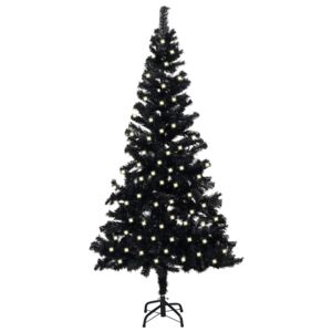 Brad de Crăciun artificial cu LED-uri&suport negru 240 cm PVC