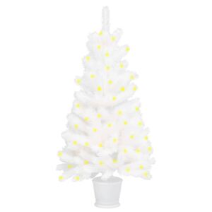 Brad de Crăciun artificial cu LED-uri, alb, 65 cm