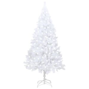 Brad de Crăciun artificial cu LED&ramuri groase, alb, 120 cm