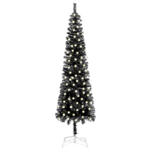 Set pom de Crăciun subțire cu LED-uri, negru, 240 cm