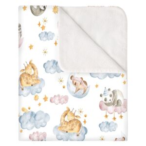 Paturica groasa din flanel cu doua fete 100x78 cm Kidizi Wonderland, bumbac fata-verso