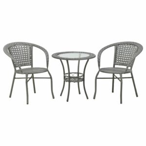 Set masa cu 2 scaune de exterior, Metal, Gri, Hsiu