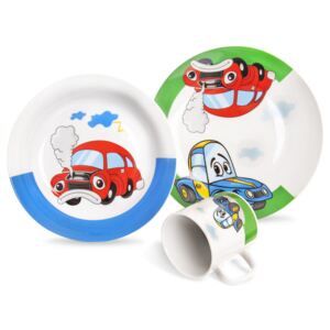 Set de masă din porţelan pentru copii MAŞINUŢE 3 buc