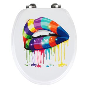Capac toaleta din MDF, Lips Alb / Multicolor, l34,5xA41 cm