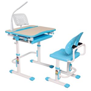 Set complet birou și scaun copii ergonomic reglabil în înălțime ErgoK REIA Albastru