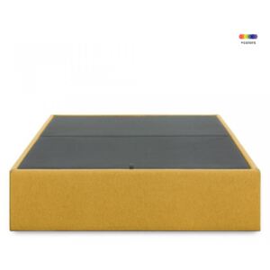 Cadru pat galben din lemn si textil cu spatiu pentru depozitare 90x190 cm Matters Yellow La Forma