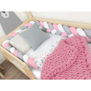 Bordură de protecție impletita manual pentru pat de copii Dimensiune: 200 cm (2 metri), Alegeți culoare: Alb – Gri – Roz