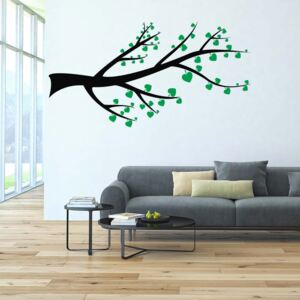 GLIX Branch with hearts - autocolant de perete Verde deschis 100 x 50 cm