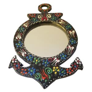 Oglinda in rama model ancora, multicolor negru, 26 x 17 cm, EHA