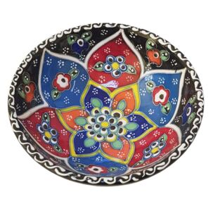 Bol turcesc ceramic in relief, handmade, diametru 12 cm, Multicolor albastru, EHA