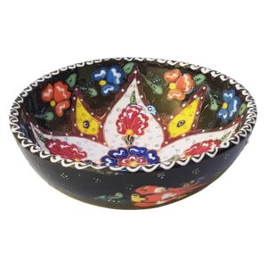 Bol turcesc ceramic in relief, handmade, diametru 15 cm, Multicolor negru, EHA