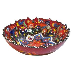 Bol turcesc ceramic in relief, handmade, diametru 20 cm, Multicolor rosu, EHA