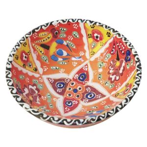 Bol turcesc ceramic in relief, handmade, diametru 12 cm, Oranj, EHA
