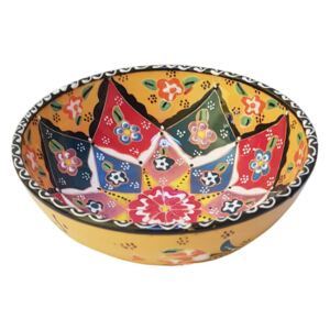 Bol turcesc ceramic in relief, handmade, diametru 15 cm, Oranj, EHA