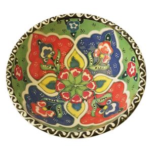 Bol turcesc ceramic in relief, handmade, diametru 12 cm, Verde, EHA