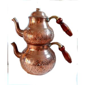 Ceainic din cupru gravat manual pentru ceai turcesc