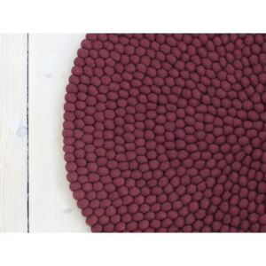 Covor cu bile din lână Wooldot Ball Rugs, ⌀ 140 cm, vișiniu închis