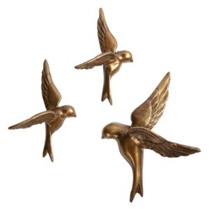 Set 3 păsări decorative din alamă BePureHome